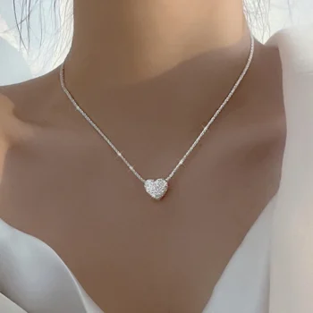 kf S06c4a9859cb44b1bbc97016f363ad66fa New 925 Sterling Silver Girls Hammer pattern Love Necklace Simple Heart shaped Pendant Women s Gift