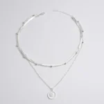 kf S2c6b6129a321459f8adf014870c7d048T 925 Sterling Silver Three Layer Round Necklace Simple Snake Chain Charm Ball Chain Party Gift For