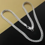 kf Sbe2559558ece4119913f4c390542762fz Nice 925 Sterling Silver 6MM Full Sideways Chain Necklace For Women Men Fashion Jewelry Sets Wedding