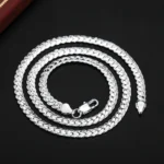 kf S04d6928f951a4812abf74c675d2193ecQ 20 60cm 6mm Silver Color luxury brand design noble Necklace Chain For Woman Men Fashion Wedding