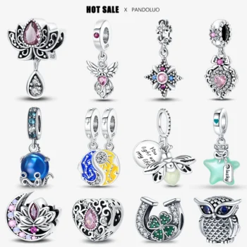 kf S1f66cd5a4b804890842af29351828aec2 2024 Original New in Romantic Retro Classic Series Lotus Charm Beads Fits Pandora Bracelet Women 925