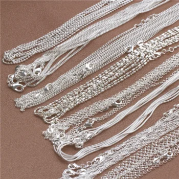 kf S219f0edd398148d7baf977e60df6b0cff 1pcs 925 Sterling Silver 16 30 Inches Rolo Bead Figaro Chain Necklace for Men Women 9