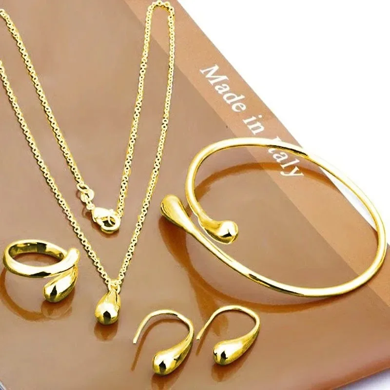 kf S2447862b1f9b4131955dce2ab8f53c460 Fashion Teardrop Jewelry Set for Women Simple Ring Necklace Bracelet Earrings Four piece Set Suitable for kf S2447862b1f9b4131955dce2ab8f53c460 Fashion Teardrop Jewelry Set for Women Simple Ring Necklace Bracelet Earrings Four piece Set Suitable for