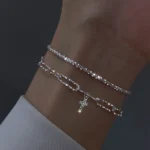 kf Sedce07dec5f746209396a8d2cf6206e1H Silver Color Sparkling Multilayer Bracelet For Women s Delicate Adjustable Geometric Wristband Temperament Wedding Accessories