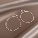 kf Sedce07dec5f746209396a8d2cf6206e1H Silver Color Sparkling Multilayer Bracelet For Women s Delicate Adjustable Geometric Wristband Temperament Wedding Accessories