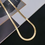 kf S95caa80fbf824163bf8402e0f55e9cf4j 925 Sterling silver 18K Gold 4MM Flat chain Necklace for Women Luxury Fine Jewelry wedding gift