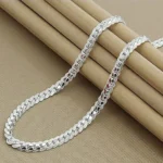 kf Sbe2559558ece4119913f4c390542762fz Nice 925 Sterling Silver 6MM Full Sideways Chain Necklace For Women Men Fashion Jewelry Sets Wedding