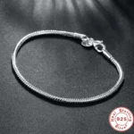 kf S5327ef9ea1224809a52dd666f17c11e4Y Handmade Original Fine Jewelry 925 Sterling Silver Charm Bracelet Soft Smooth Snake Bone Bracelets for Women
