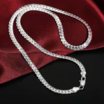 kf S04d6928f951a4812abf74c675d2193ecQ 20 60cm 6mm Silver Color luxury brand design noble Necklace Chain For Woman Men Fashion Wedding