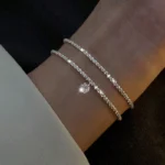 kf Sedce07dec5f746209396a8d2cf6206e1H Silver Color Sparkling Multilayer Bracelet For Women s Delicate Adjustable Geometric Wristband Temperament Wedding Accessories