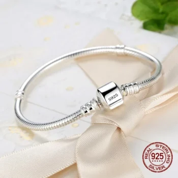 kf S5327ef9ea1224809a52dd666f17c11e4Y Handmade Original Fine Jewelry 925 Sterling Silver Charm Bracelet Soft Smooth Snake Bone Bracelets for Women