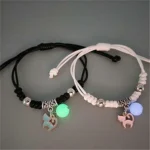 kf S3ff0664cea3742e7a9d8dffbf32f61413 Fashion Luminous Beads Star Couple Bracelet For Women Men Charm Cat Flower Heart Key Lock Cross
