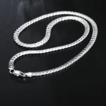 kf S04d6928f951a4812abf74c675d2193ecQ 20 60cm 6mm Silver Color luxury brand design noble Necklace Chain For Woman Men Fashion Wedding