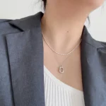 kf S61e9a6a15b624c7fbe2d615dff4d73e94 925 Sterling Silver Necklace With Simple Geometric Beads Choker Shiny And Delicate Collarbone Chain For Women