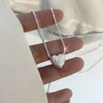 kf S06c4a9859cb44b1bbc97016f363ad66fa New 925 Sterling Silver Girls Hammer pattern Love Necklace Simple Heart shaped Pendant Women s Gift