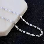 kf Sfa55ded9507042fdbe8a3834e88ac15f4 New LuxurySilver Color Special 2MM Flat Clavicle Chains Necklaces for Men Women Wedding Jewelry Christmas Gifts