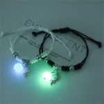 kf S3ff0664cea3742e7a9d8dffbf32f61413 Fashion Luminous Beads Star Couple Bracelet For Women Men Charm Cat Flower Heart Key Lock Cross