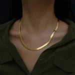 kf S95caa80fbf824163bf8402e0f55e9cf4j 925 Sterling silver 18K Gold 4MM Flat chain Necklace for Women Luxury Fine Jewelry wedding gift