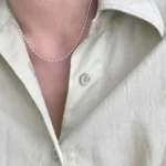 kf S61e9a6a15b624c7fbe2d615dff4d73e94 925 Sterling Silver Necklace With Simple Geometric Beads Choker Shiny And Delicate Collarbone Chain For Women