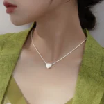 kf S06c4a9859cb44b1bbc97016f363ad66fa New 925 Sterling Silver Girls Hammer pattern Love Necklace Simple Heart shaped Pendant Women s Gift