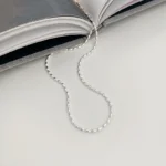 kf S61e9a6a15b624c7fbe2d615dff4d73e94 925 Sterling Silver Necklace With Simple Geometric Beads Choker Shiny And Delicate Collarbone Chain For Women