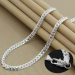 kf Sbe2559558ece4119913f4c390542762fz Nice 925 Sterling Silver 6MM Full Sideways Chain Necklace For Women Men Fashion Jewelry Sets Wedding