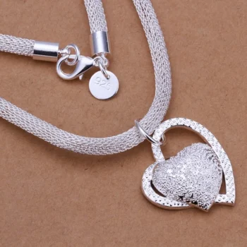 kf Sc7e8fd416caa4ad590f20e4886c99d67w 925 Sterling Silver Necklace Gorgeous Charm Fashion Heart Wedding Lady Love for Women Noble Luxury 18