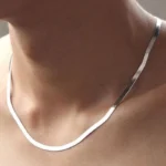 kf S95caa80fbf824163bf8402e0f55e9cf4j 925 Sterling silver 18K Gold 4MM Flat chain Necklace for Women Luxury Fine Jewelry wedding gift
