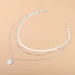 kf S2c6b6129a321459f8adf014870c7d048T 925 Sterling Silver Three Layer Round Necklace Simple Snake Chain Charm Ball Chain Party Gift For