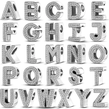 kf Se603a211f49a4a70a8fd669ed568f034r 26 A Z Alphabet Beads Silver Plated LOVE Letter Charm Fit Original Pandora Charms Bracelet Bangle