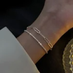 kf Sedce07dec5f746209396a8d2cf6206e1H Silver Color Sparkling Multilayer Bracelet For Women s Delicate Adjustable Geometric Wristband Temperament Wedding Accessories