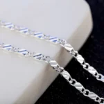 kf Sfa55ded9507042fdbe8a3834e88ac15f4 New LuxurySilver Color Special 2MM Flat Clavicle Chains Necklaces for Men Women Wedding Jewelry Christmas Gifts