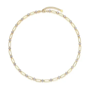 kf S80f52817a1da40a2810aaeaeb0c7cb608 KNOBSPIN D VVS1 Moissanite Tennis Necklace s925 Sterling Silver Plated 18k Yellow Gold GRA Certified 18inch