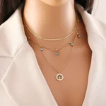 kf S71eb3c90402e4eb5a6036483e21da321w 316L Stainless Steel New Fashion Fine Jewelry 3 layer Star Moon Tree Love Charms Thick Chain