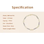 kf S9bdfdaa2d6444a57b142a54f2aff6cca3 Lnngy Certified Round 3MM Moissanite Bracelet For Women 925 Sterling Silver Adjustable Chain Bracelets Fashion Hand
